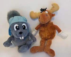Aurora ROCKY & BULLWINKLE Plush Set Gray Squirrel Moose Friends Stuffed Animals - Picture 1 of 11