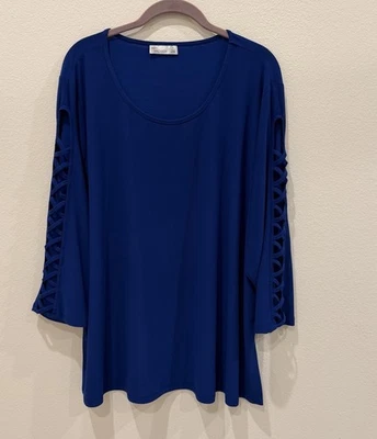 89th + Madison Women's Long Plus Size 3X Top Shirt Top Royal Blue Pull Over - Image 1 of 4