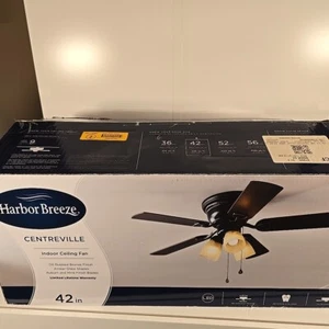 Harbor Breeze Centreville 42-in Oil-Rubbed Bronze Indoor Flush Mount Ceiling Fan - Picture 1 of 9