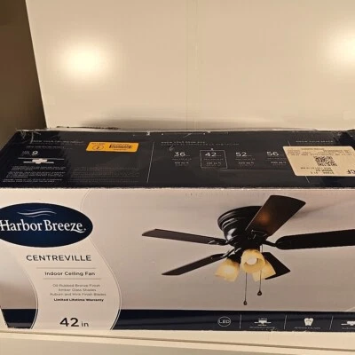 Harbor Breeze Centreville 42-in Oil-Rubbed Bronze Indoor Flush Mount Ceiling Fan - Image 1 of 4