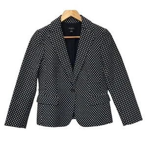 Ann Taylor Jacket Womens Size 2 Blue White Polka Dot - Picture 1 of 8