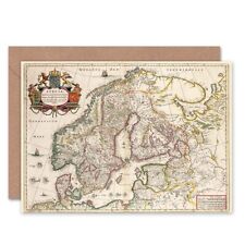 Map Antique Scandinavia Norway Sweden Finland Blank Greeting Card With Envelope
