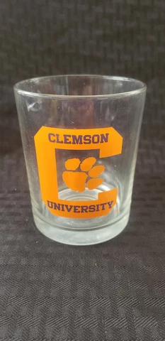 Clemson University Bp Gulf Oil Tiger Paw Story Double Old Fashioned Glass Rare Cover