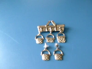 Sheridan Original Designs Handcrafted Jewelry Pewter Brooch Pin and Earrings Set - Picture 1 of 1