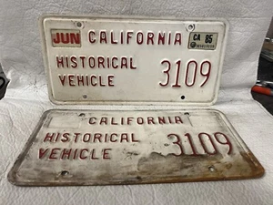 Vintage 1985 California Historical Vehicle License Plate Pair - Picture 1 of 2