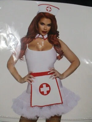 Nurse Kit Womens Costume One Size 3 Piece Set Hat Collar Apron Sexy Medical New - Image 1 of 4