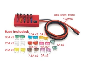 12awg Fused DC power splitter distribution fits Anderson Powerpole connector B - Zdjęcie 1 z 2
