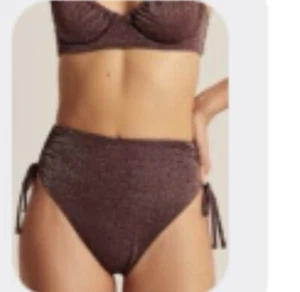 Abercrombie & Fitch Size XS Brown Shimmer Cinch Tie High Waist High Leg cheeky - Picture 1 of 4