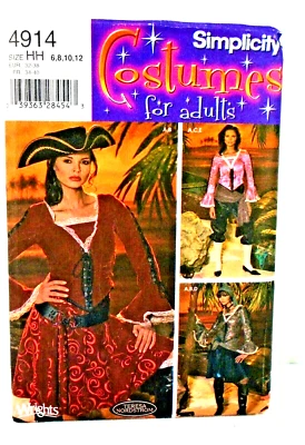 Simplicity Costume Pattern 4914 Pirate Lady Sexy Wench Adult Uncut 6-12 - Image 1 of 2