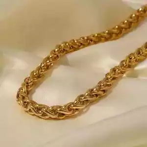 Unisex A Sparkling Twisty Rope Design "Thick" 24K Gold Plated Chain 51cms Length - Picture 1 of 7