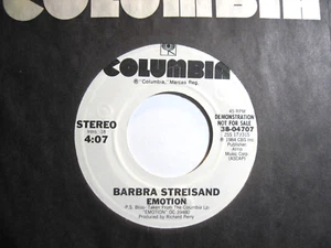 BARBRA STREISAND * 45 * Emotion * 1984 * UNPLAYED MINT * DJ PROMO * USA Columbia - Picture 1 of 1