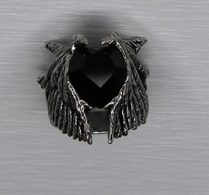 Anello Cuore Nero Misura 12 Alchimia Gotico Inglese Peltro Vintage 2002 - Foto 1 di 5