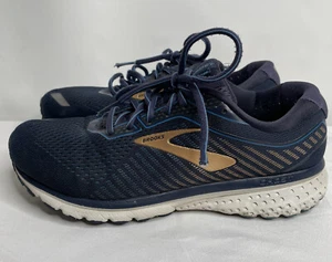 Brooks Mens 9 Extra Wide Navy Blue GHOST 12 Sneaker Shoes Athletic Running - Picture 1 of 13