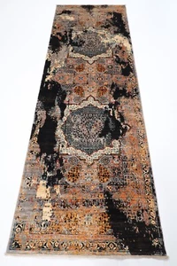 10 ft Tribal Mamluk black Runner Rug Afghan Hand Knotted Wool Bedroom Rug - Picture 1 of 10