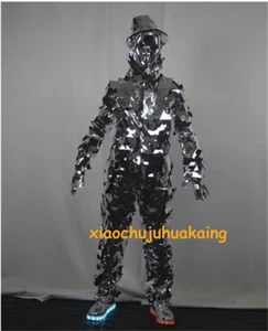 Mirror Clothing Suit Silver Paper Stage Performance Props Popping Prop Costume - Picture 1 of 5