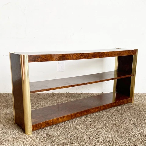 Regency Burl Wood Veneer Three Tier Console Table by Century Furniture Cover