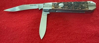Joe Knipstein Custom 2 Blade Coffin Jack Knife, Stag, SN 001 - Image 1 of 4