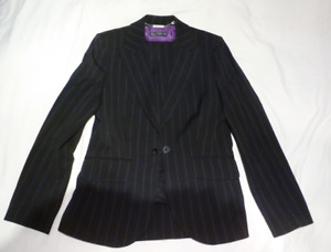 marks & Spencer Autograph black trouser pinstripe suit pre owned size UK 12