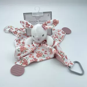 MODERN BABY weiß Hase Blumen Sicherheitsdecke Lovey Beißring Rassel Ostern NEU - Bild 1 von 7