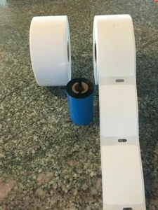 1000 Oil Change Label Printer Stickers + Ink Ribbon (2-rolls 1837 + 1 ink 731)  - Picture 1 of 1