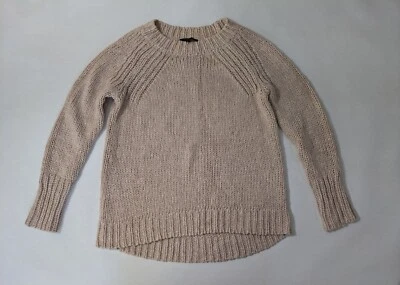 Ann Taylor Pullover Womens Size L  Sweater Wool Beige Ribbed Hem Neck Detail - Image 1 of 4