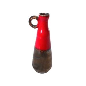 Eduardo Vega Metallic Bronze Red Glaze Pottery MCM Vase Cruet Pitcher Signed - Bild 1 von 5