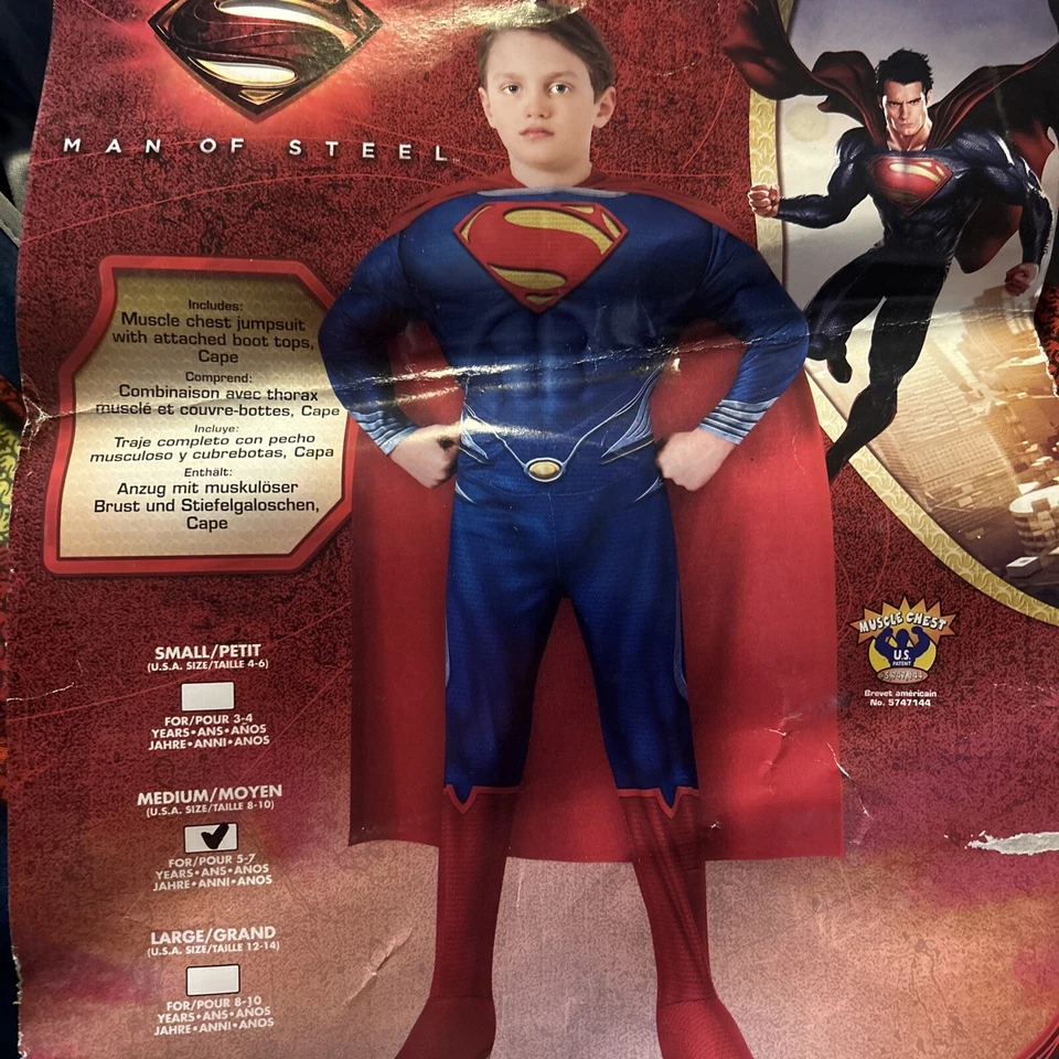 Man of Steel  Child Superman Costume 886890 Boy's Medium 8-10suit Halloween - Image 1 of 1