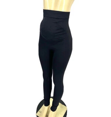 Blanqi Small Women Maternity Leggings  Black Over The Belly Panel Stretchy F1 - Image 1 of 4