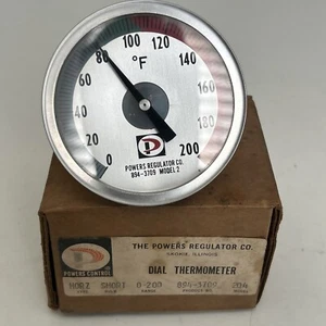 VINTAGE POWERS REGULATOR CO. THERMOMETER 0-200  894-3709 Model 2 - Picture 1 of 6
