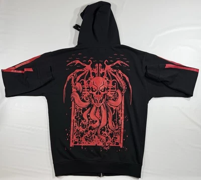 Hot Topic Sudadera con Capucha Calavera Roja Cremallera Completa Chaqueta Negra Talla M Pulpo Brazos Hueso Alas Foto 1 de 4