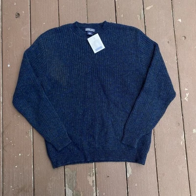 Suéter Land's End Vintage Años 80 90 Azul Marino Grande Lana Sin Stock Nuevo Con Etiquetas Hecho en EE. UU. Foto 1 de 4