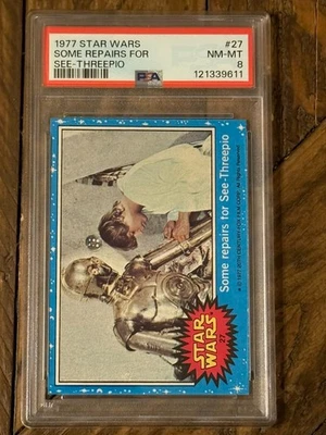 1977 Topps Star Wars Some Repairs For See-Threepio No. 27 PSA 8 - Newly Graded - Image 1 of 2