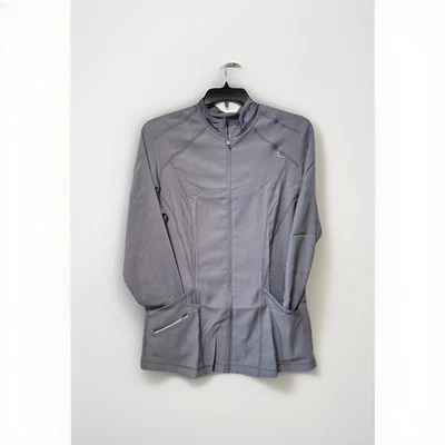 URBANE ALIGN stretch 3 pocket full zip women's lightweight scrub jacket-Gray- LG - Image 1 of 4