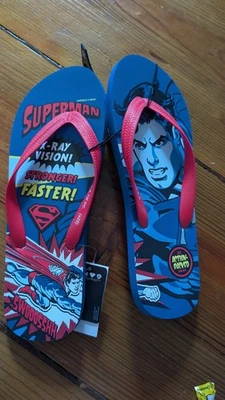 Superman Mens Flip Flop Sandals Size 11 New - Image 1 of 2