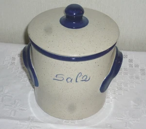 Steingut Topf Deckel Vorratsbehälter Salztopf vintage - Bild 1 von 5