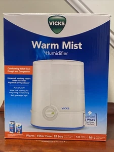 Vicks Warm Mist Humidifier 1 Gallon Medium/Large Room Capacity Vaposteam & Pads - Picture 1 of 3