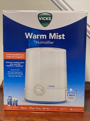 Vicks Warm Mist Humidifier 1 Gallon Medium/Large Room Capacity Vaposteam & Pads - Image 1 of 3