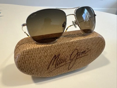 Gafas de sol Maui Jim Cliff House plateadas/marrones titanio MJ247-16 con estuche #P84 Foto 1 de 4