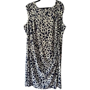 Lauren Ralph Lauren Womens Dress Blue White Print Sheath Side Rouching Size 22W - Picture 1 of 8
