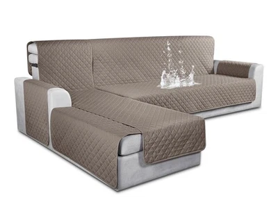 Fundas de sofá seccionales KinCam 100 % impermeables en forma de L fundas de sofá 3 piezas - grises Foto 1 de 4