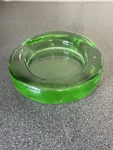 Unusual Glass Bowl / Ashtray Green Glass MCM - Picture 1 of 5
