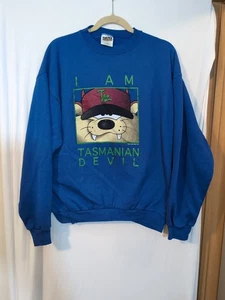 *Distressed* Tultex 98 Vintage "I Am Tasmanian Devil" Crewneck L Streetwear - Picture 1 of 7