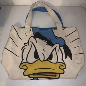 Disney Store Authentic Donald Duck Happy Angry Canvas Tote Bag Purse 13"x19" - Picture 1 of 5