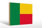 Drewniany znak Flaga Benins 30x20 cm Flaga Beninu Dekoracja Znak wooden sign