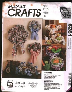 6281 McCalls Patrón de Costura Patrón Artesanal Relleno Trapo Crochet Paquete Cesta Sombrero - Imagen 1 de 2