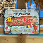Welcome To Our Tiki Bar Metal Sign Tropical Hawaii Flower Beach House Decoration