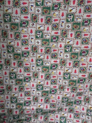 Christmas Squares VTG  Fabric Animals Instruments  Xmas Trees &more  SBTYX44" NE - Image 1 of 4