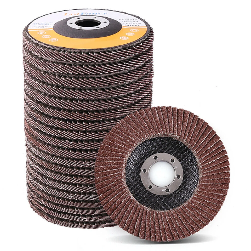 LotFancy 12J-2446-B 40/60/80/120 Grit 4.5 in Flap Discs (Pack of 20 Units, 5 Units for Each Grit)