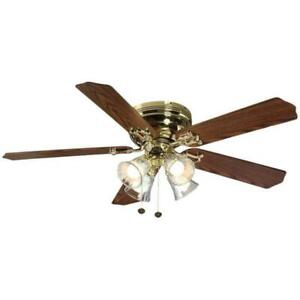 Hampton Bay Carriage House 52" Indoor Led Polished Brass Ceiling Fan Light Kit