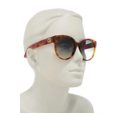 NUEVO CON ETIQUETASGUCCI Gafas de sol de gran tamaño 56 mm redondas rubias marco habanero grises lentes degradadas Foto 1 de 4